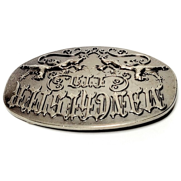 Manchester LTD Belt Buckle 4" Wide Name Spell Out & Lions Crest Scroll Work VGC! - Picture 9 of 10